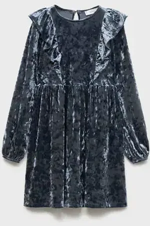 MANGO KIDS Vestido terciopelo volante 2 años