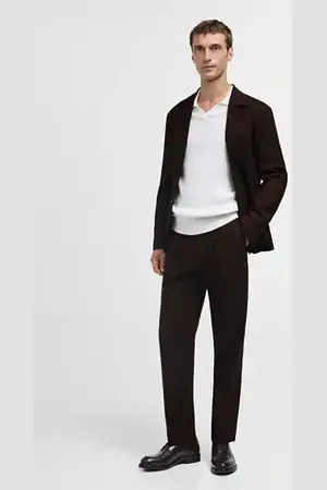 MANGO AN Pantalón traje % lana regular fit