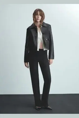 MANGO Pantalón acampanado tiro bajo
