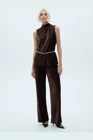 MANGO Top terciopelo cuello perkins