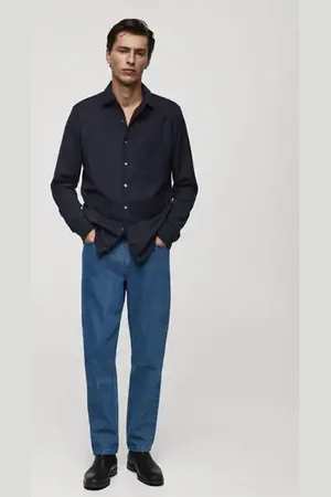MANGO AN Camisa % lana bolsillo