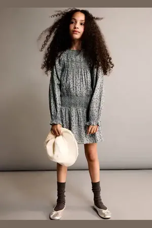 MANGO KIDS Vestido estampado lúrex 2