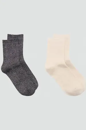 MANGO Pack 2 calcetines lúrex canalé Unitalla