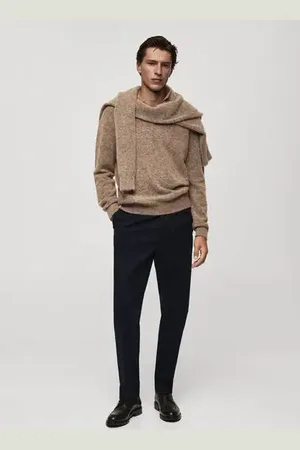 MANGO AN Pantalón twill algodón pinzas