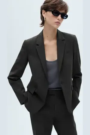 MANGO Blazer traje raya diplomática