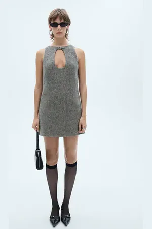 MANGO Vestido lana detalle hebilla