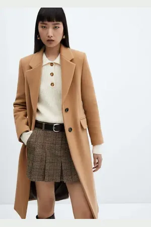 MANGO Abrigo midi lana virgen