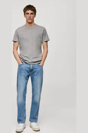 MANGO AN Camiseta slim fit algodón cuello pico