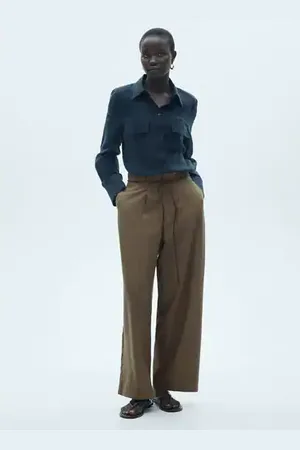 MANGO Pantalón lyocell cordón ajustable