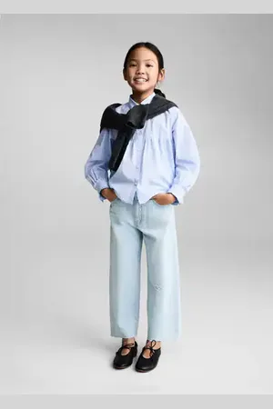 MANGO KIDS Jeans culotte bajo deshilachado