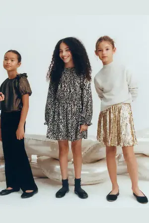 MANGO KIDS Vestido fruncido estampado