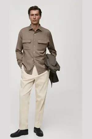 MANGO AN Pantalón twill algodón pinzas