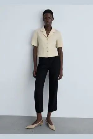 MANGO Pantalón % lino recto E