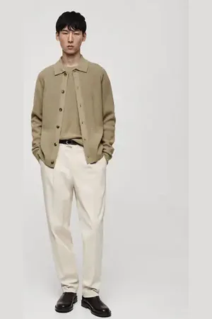 MANGO AN Cárdigan polo mezcla lana