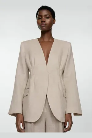 MANGO Americana traje % lino