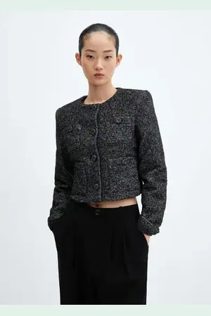MANGO Chaqueta tweed bolsillos E