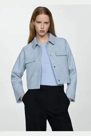 MANGO Chaqueta crop tweed bolsillos E