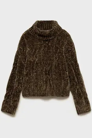MANGO KIDS Jersey chenilla trenzado cuello alto 8 años