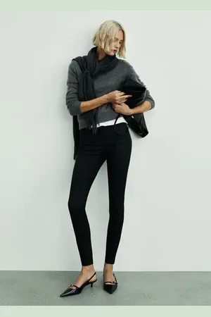 MANGO Jeans skinny tiro medio encerados