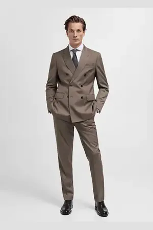 MANGO AN Pantalón traje espiga % lana virgen 2