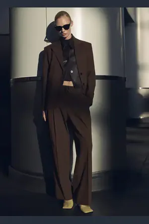 MANGO Pantalón traje cinturón