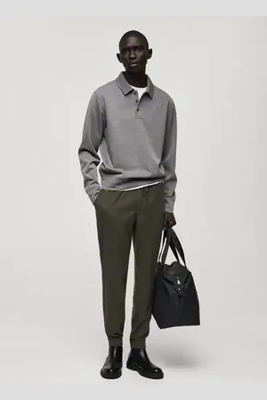 MANGO AN Pantalón algodón cordón ajustable 2