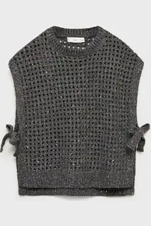 MANGO KIDS Chaleco punto calado lúrex 8 años