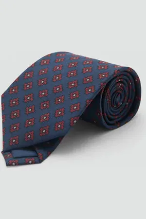 MANGO AN Corbata seda diseño geométrico Unitalla