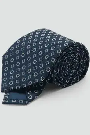 MANGO AN Corbata seda diseño geométrico Unitalla