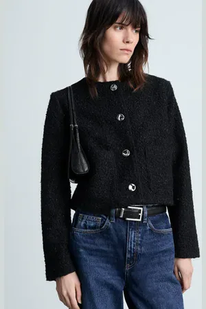 MANGO Chaqueta bouclé acabado brillante