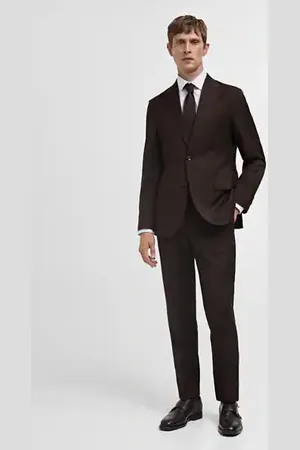 MANGO AN Pantalón traje Venecia % lana virgen