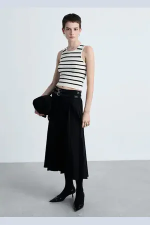 MANGO Top crop punto rayas