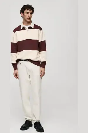 MANGO AN Sudadera polo algodón rayas