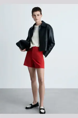MANGO Shorts algodón tiro alto
