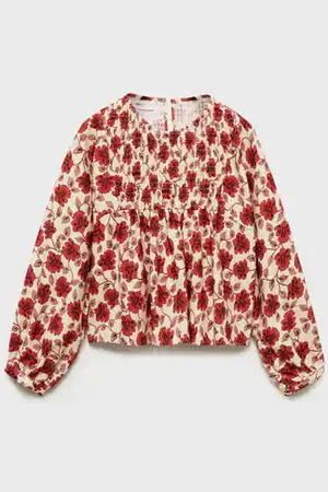 MANGO KIDS Blusa algodón estampado flores