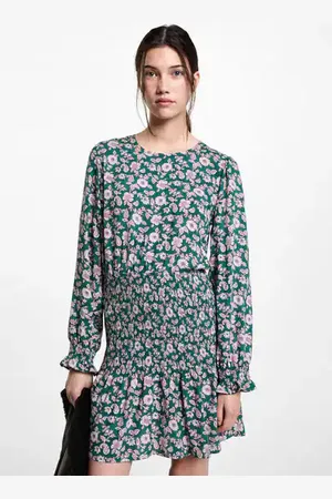 MANGO TEEN Vestido fruncido estampado letras