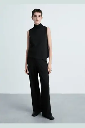 MANGO Pantalón wideleg punto fino