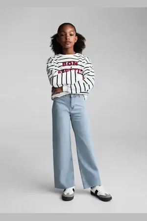 MANGO KIDS Jeans culotte bajo deshilachado