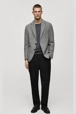 MANGO AN Americana lana slim fit micro pata de gallo 6