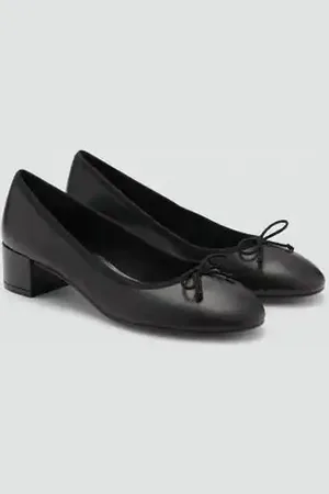 MANGO Bailarina tacón piel lazo 2
