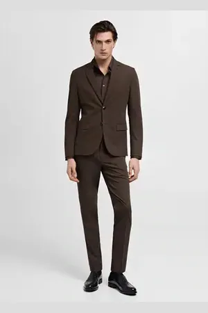 MANGO AN Camisa traje slim fit algodón