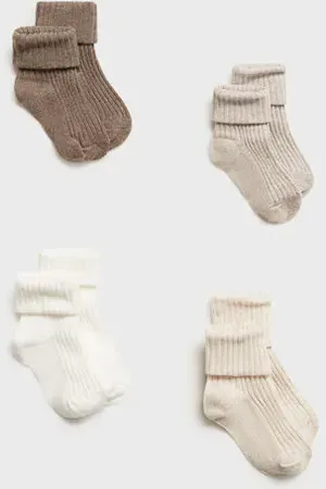 MANGO BABY Pack 4 calcetines canalé 6 meses