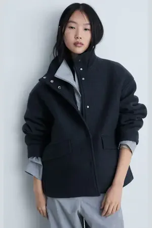 MANGO Chaqueta lana cuello alto