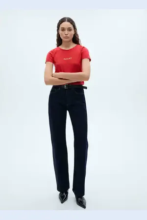 MANGO Camiseta algodón logo