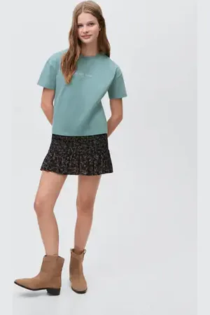 MANGO TEEN Camiseta algodón mensaje CH