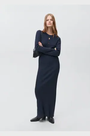 MANGO TEEN Vestido largo canalé