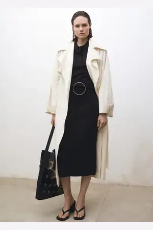 MANGO Falda midi mezcla lana