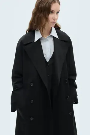 MANGO Trench largo oversize doble botonadura E