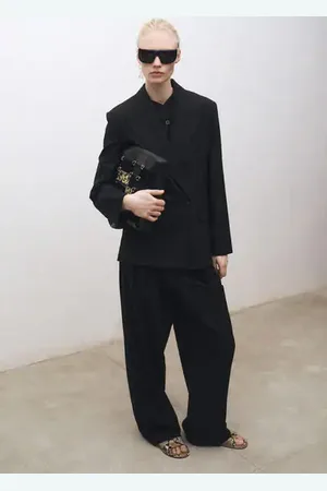 MANGO Pantalón traje wideleg mezcla lana
