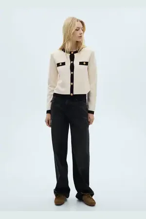 MANGO Chaqueta punto botones joya